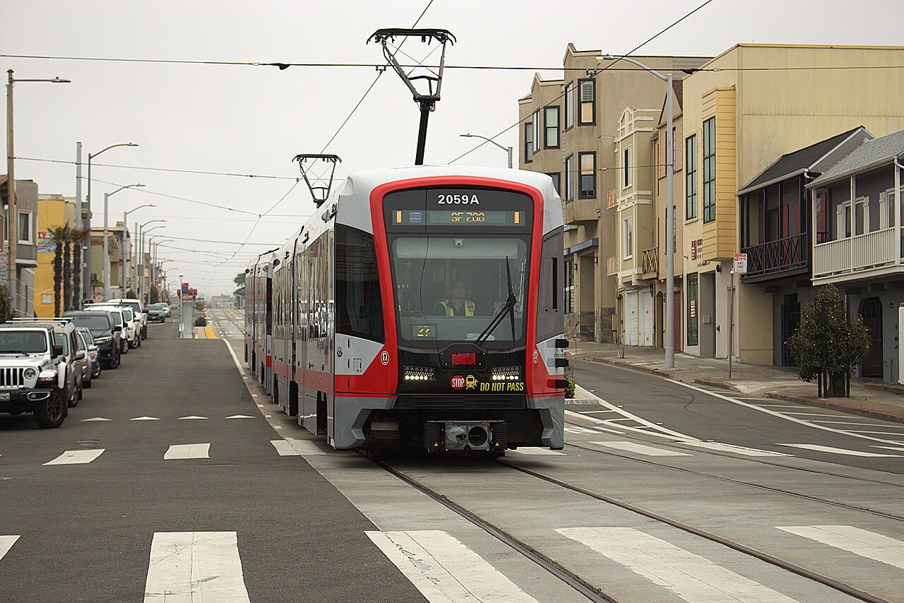 A Muni Siemens light-rail train on the L Taraval line
